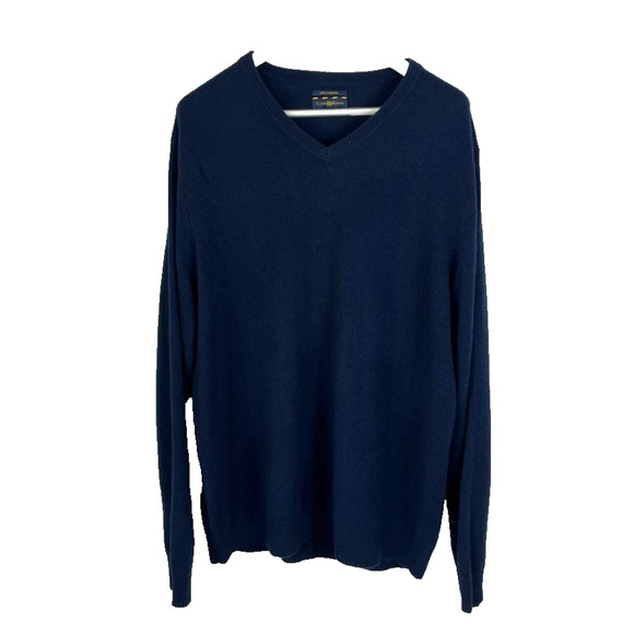Club Room Sweater Men's Size XL 100% Cashmere Dark Blue V-Neck Pullover - Picture 1 of 6
